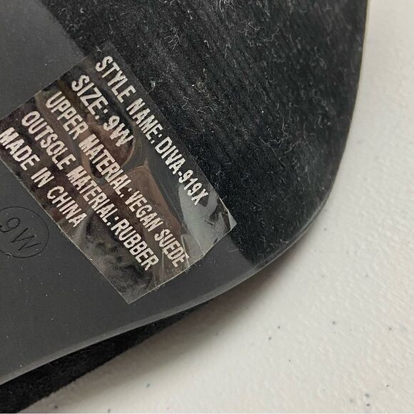 Ashley Stewart Diva Black Vegan Suede Over the Knee Spiked Heel Boots Size 9W - Picture 4 of 14